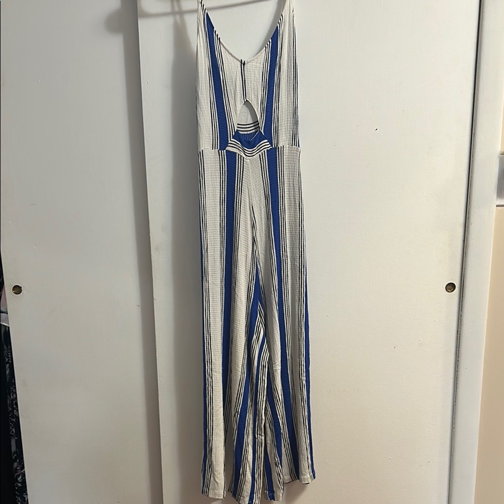 Love Tree Blue and White Jumpsuit